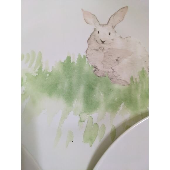 Set Of 4 Pottery Barn Hilltop Garden Bunny Easter Spring Rabbit 9" Plates Sketch - Picture 3 of 8